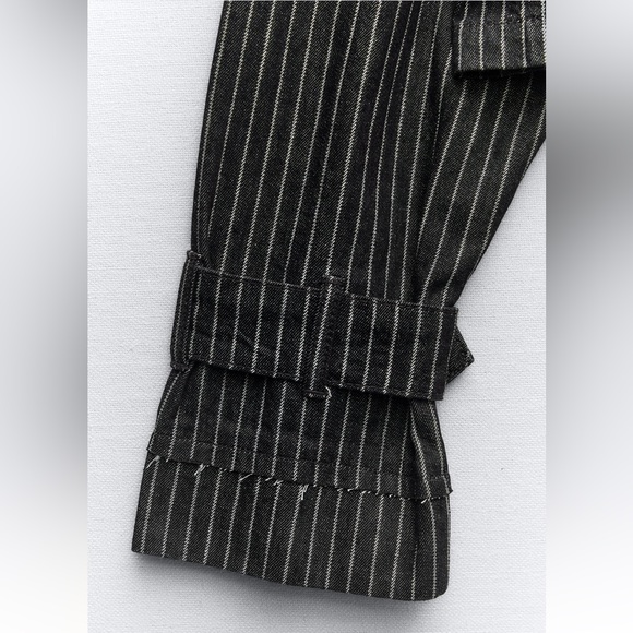 ✨SALE✨ ZARA OVERSIZED STRIPED CROP DENIM TRENCH ✨SALE✨ - Picture 7 of 9